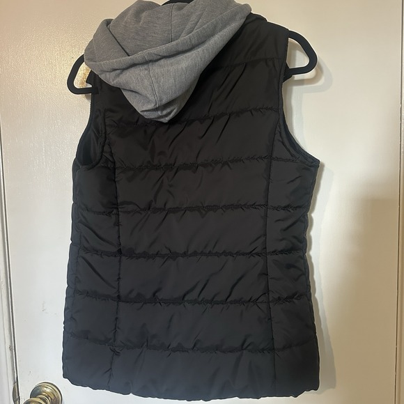 Y2K Arizona Jean Co Women's Black Gray Quilted Puffer Vest Hooded Full Zip S - Picture 6 of 7